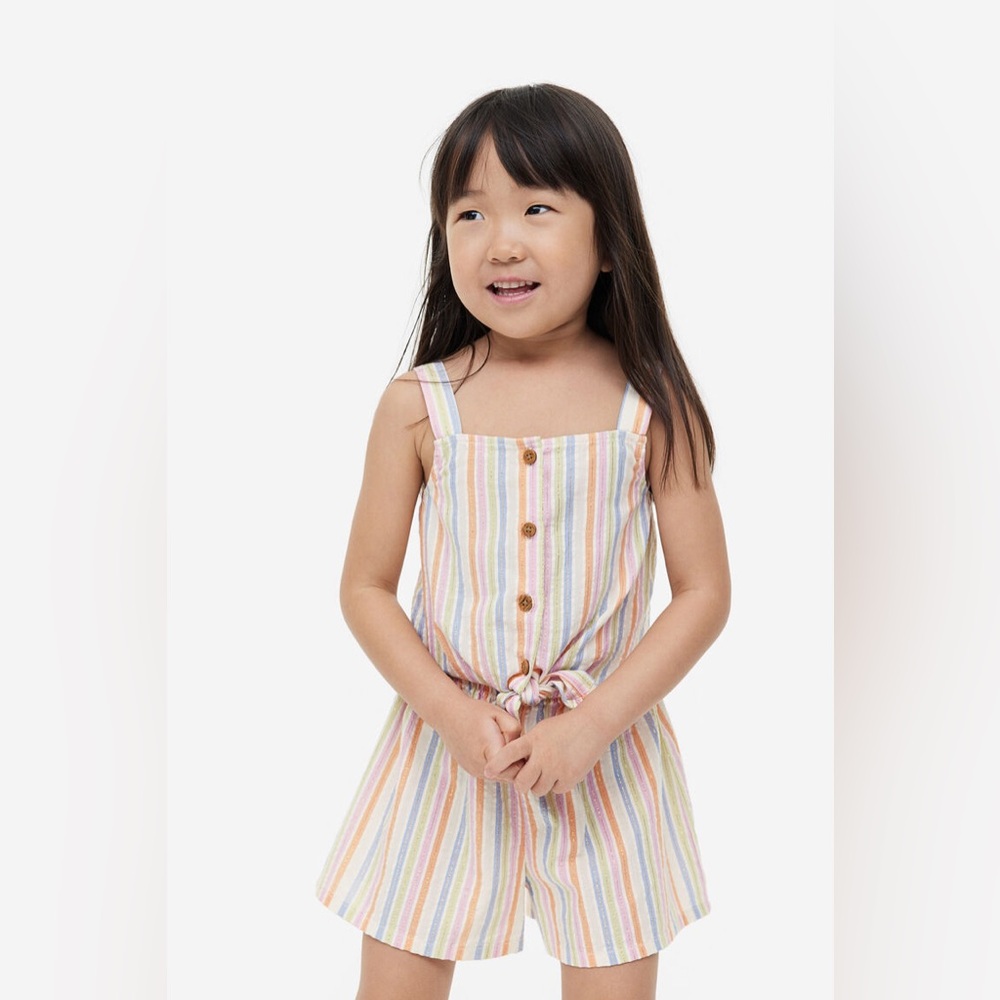 H&M Striped Tie Front Tank and Shorts Set
